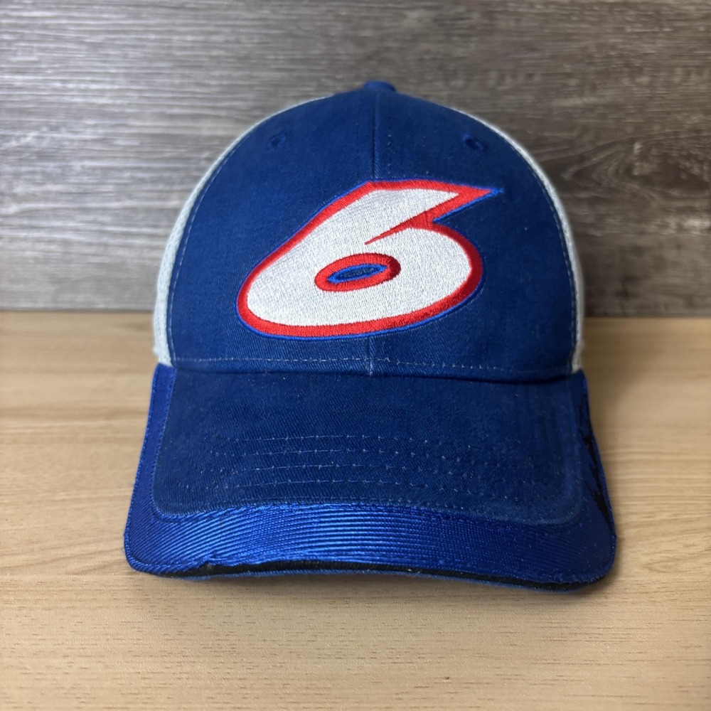 Roush Fenway Racing Hat Cap Strap Back Blue Gray NASCAR Mens Mesh Trucker Team 6
